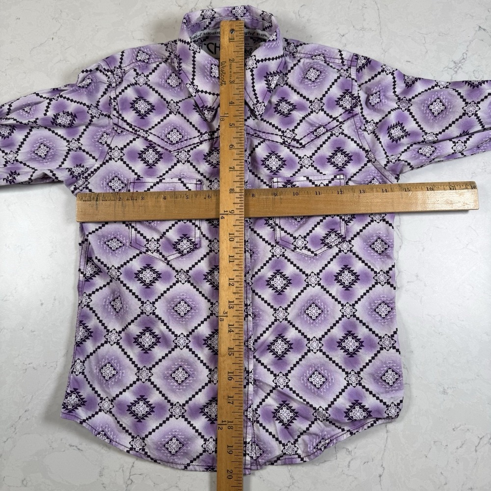 Cowgirl Hardware Western Shirt Girls 6/S Long Sleeve Aztec Purple Crystal Snaps - Picture 4 of 14